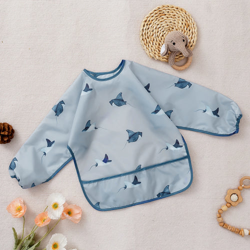 1 Pc Waterproof Baby Bibs Cute Infant Eating Child Drawing Long Sleeve