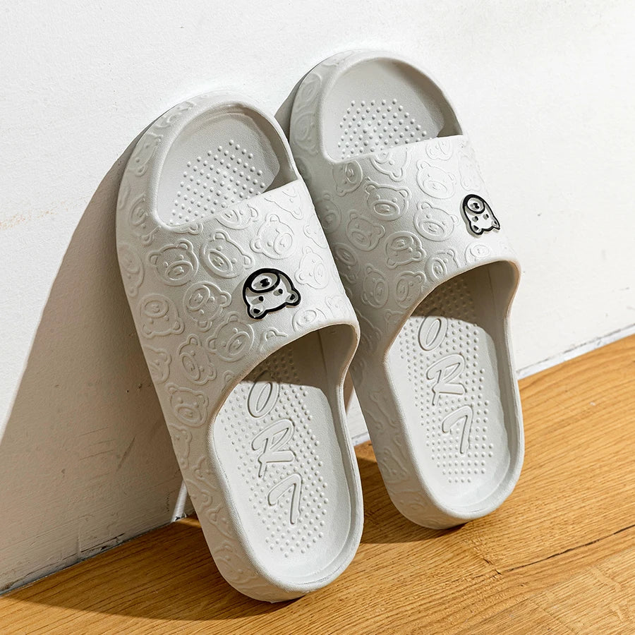 Men's Slippers Cartoon Bear Indoor Soft Thick Sole Anti Slip