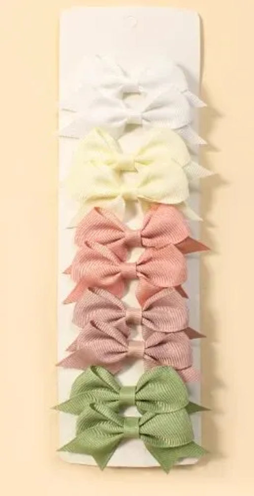 10Pcs Cute Bows Baby Hair Clips Candy Color Girls Princess Hairpins
