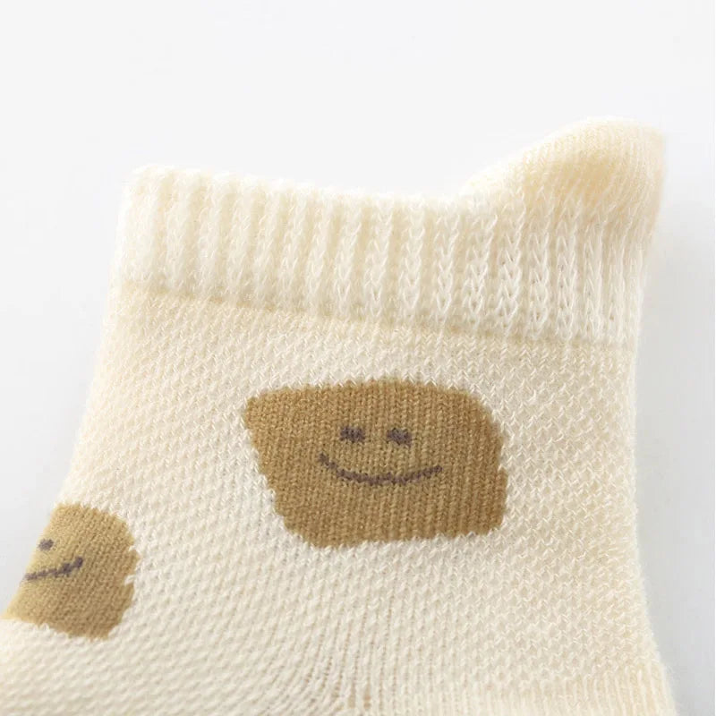 5 Pairs Childrens Non-Slip Socks Cute Cartoon Pattern Kids Boys Girls