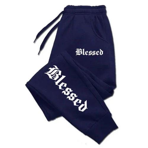 BLESSED print  men's activewear leggings Sportswear men's drawstring