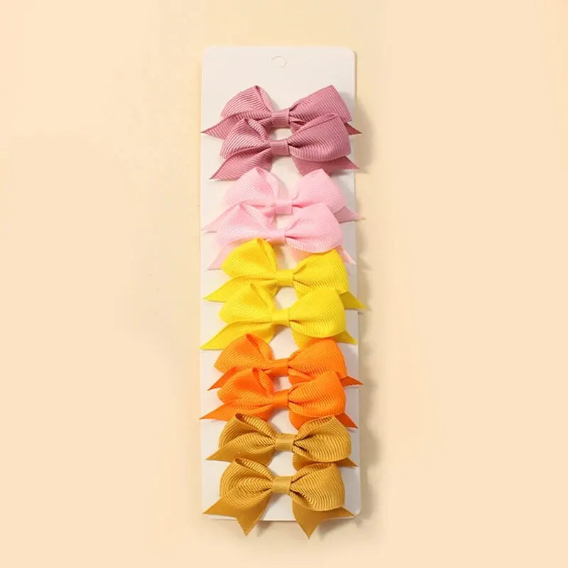 10Pcs Cute Bows Baby Hair Clips Candy Color Girls Princess Hairpins
