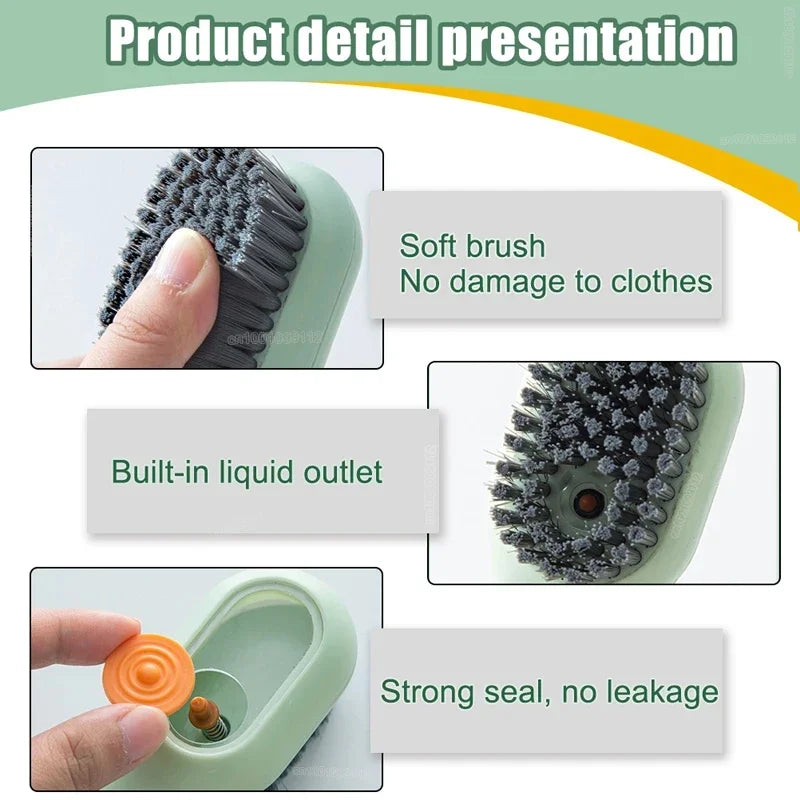 1/2pcs Shoes Brush Automatic Liquid Discharge Multifunction Press Out