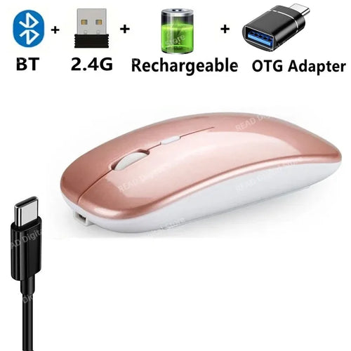 Wireless Mouse Bluetooth-Compatible Gaming Mouse (Dual Mode:BT+2.4Ghz)