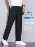 Men's Thin Ice Silk Straight-Leg Pants - Breathable, Quick-Drying and