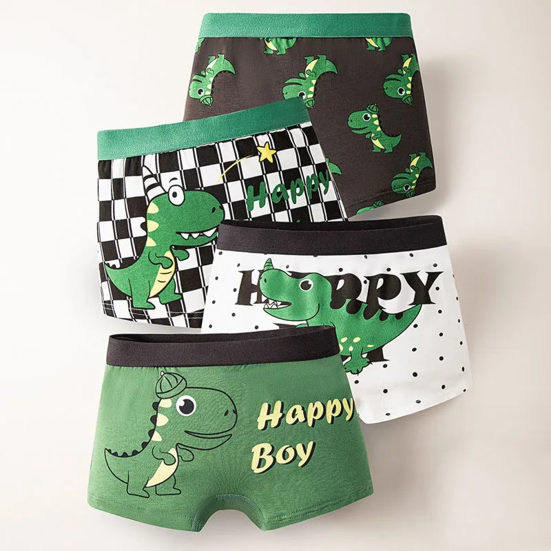 Multipack Dinosaur Pattern Athflow Style Boys Boxer Briefs Cotton Kids
