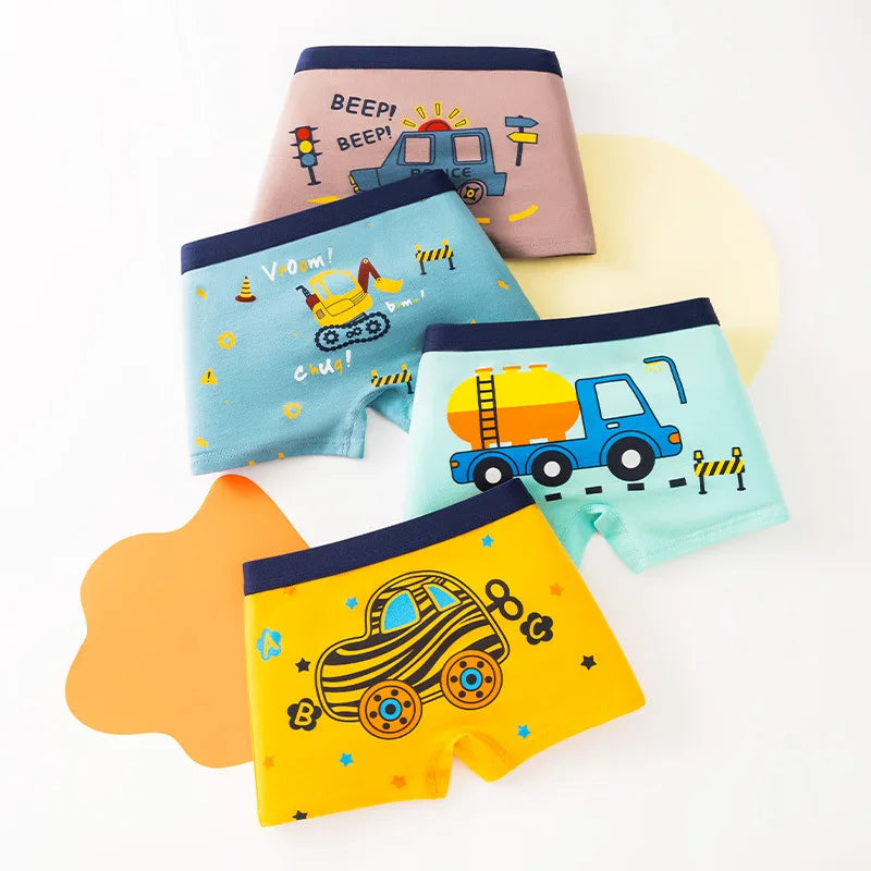 4 Pcs/Lot Children Panties Cotton Underwear For Boys 3-14 Years