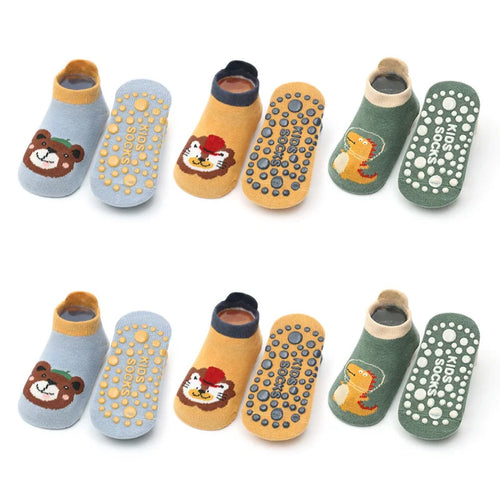 6 Pairs Kids Cotton Socks Cute Cartoon Animal Pattern Comfy Breathable
