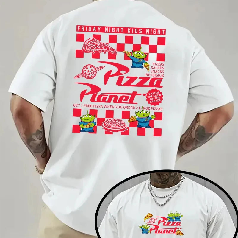 MINISO Mens Disney Toy Story Aliens Pattern T-Shirt Daily Leisure and