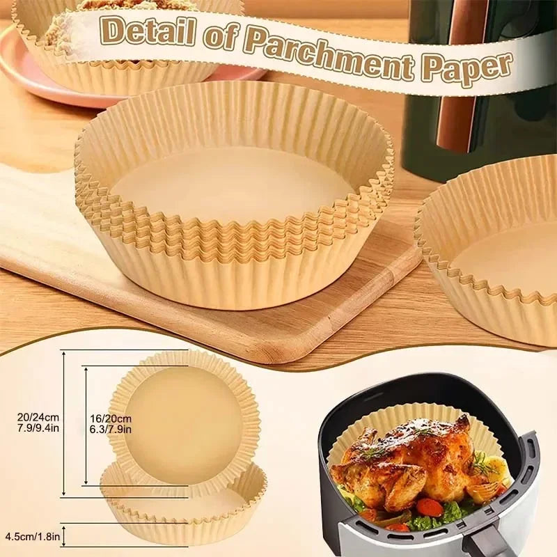 50/100PCS Air Fryer Disposable Paper Square Round Baking Paper