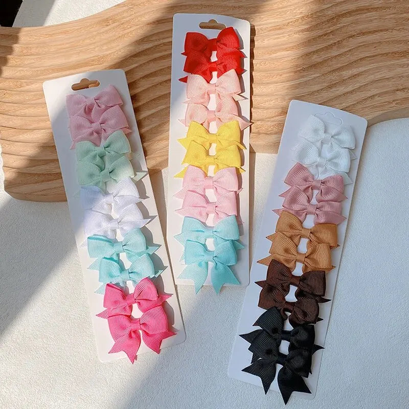 10Pcs Cute Bows Baby Hair Clips Candy Color Girls Princess Hairpins