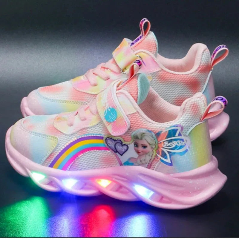Disney Girls' Casual Shoes Led Lights Mesh Breathable Children's