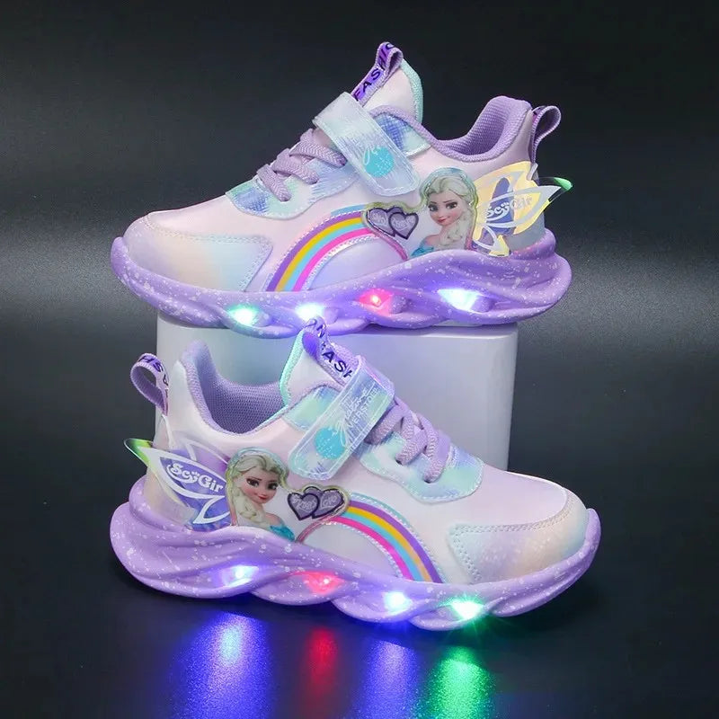 Disney Girls' Casual Shoes Led Lights Mesh Breathable Children's