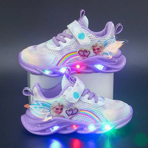 Disney Girls' Casual Shoes Led Lights Mesh Breathable Children's