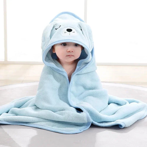Baby Bath Towel Boy Girl Newborn with Hood Cartoon Animal Coral Fleece
