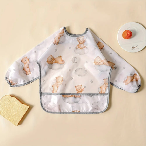 1 Pc Waterproof Baby Bibs Cute Infant Eating Child Drawing Long Sleeve
