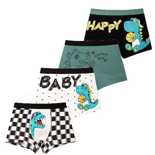 Multipack Dinosaur Pattern Athflow Style Boys Boxer Briefs Cotton Kids