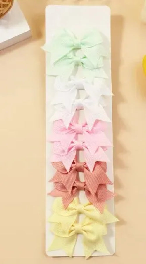 10Pcs Cute Bows Baby Hair Clips Candy Color Girls Princess Hairpins