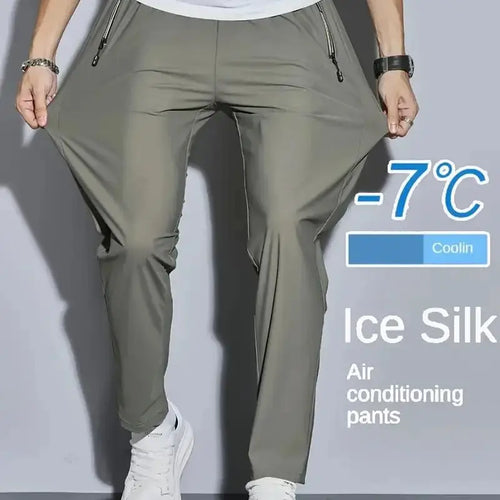 Men's Thin Ice Silk Straight-Leg Pants - Breathable, Quick-Drying and