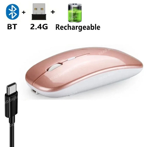 Wireless Mouse Bluetooth-Compatible Gaming Mouse (Dual Mode:BT+2.4Ghz)