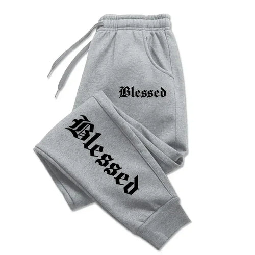BLESSED print  men's activewear leggings Sportswear men's drawstring