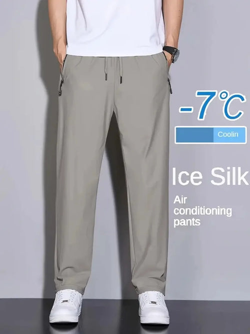 Men's Thin Ice Silk Straight-Leg Pants - Breathable, Quick-Drying and