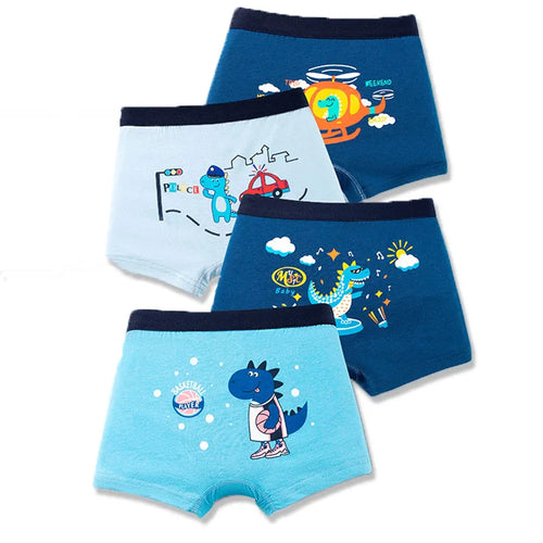 Multipack Dinosaur Pattern Athflow Style Boys Boxer Briefs Cotton Kids