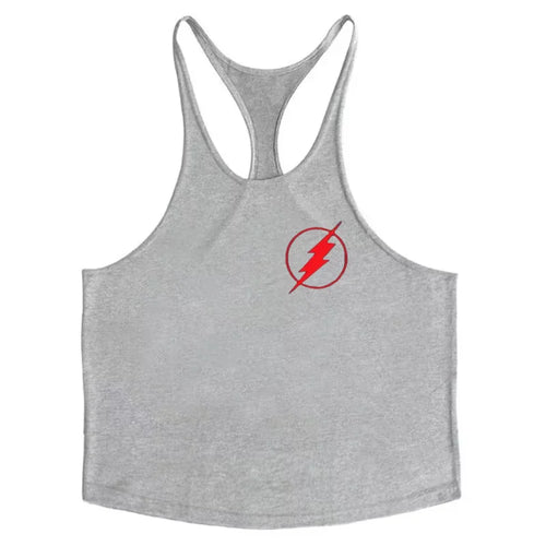 2025 Men's 100% Cotton Tank Top - Lightning Graphic Y-Back Vest,