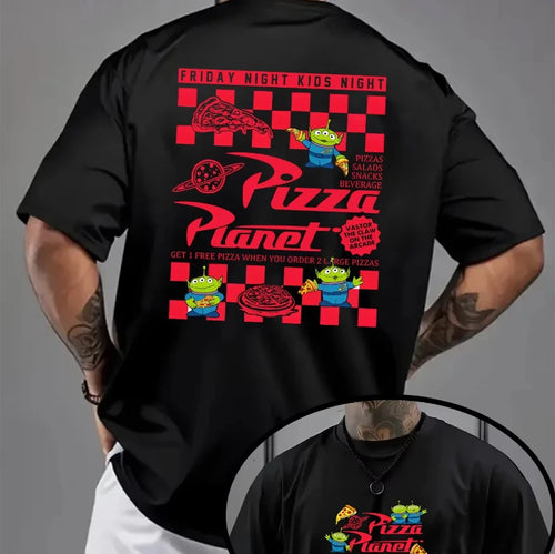 MINISO Mens Disney Toy Story Aliens Pattern T-Shirt Daily Leisure and