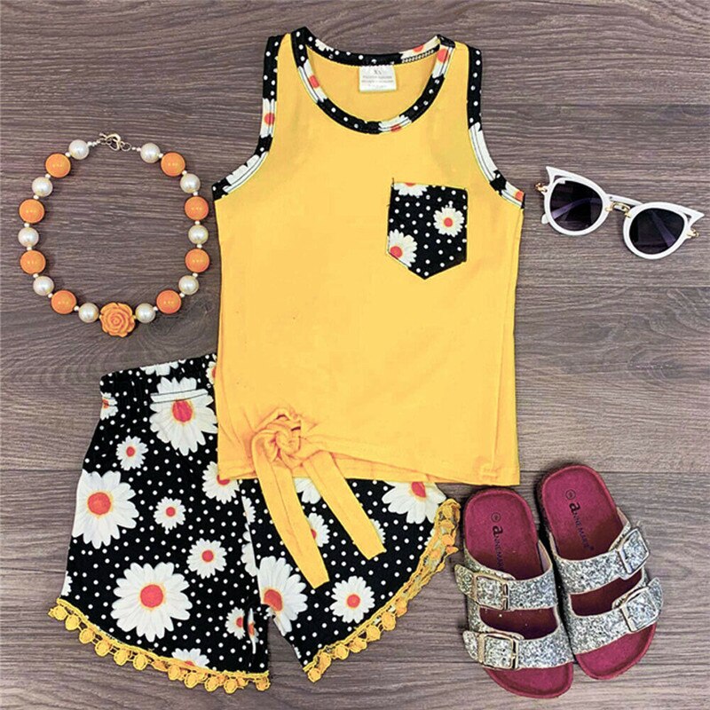 Toddler Kids Baby Girl Floral Clothes Vest Tops +