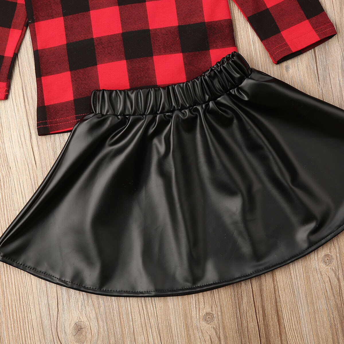 Xmas 3Pcs Toddler Kid Baby Girl Clothes Sets Plaid