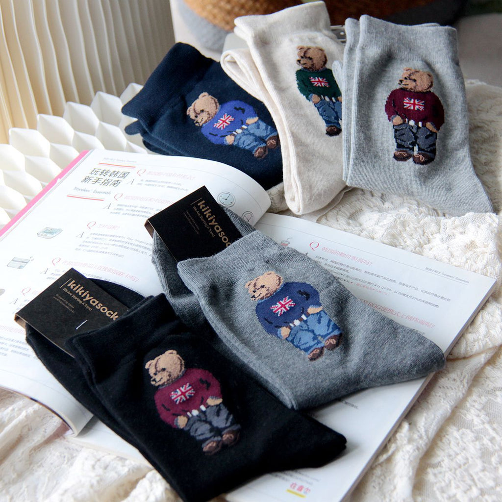 Personalized Bear Business Casual Mid-calf Cotton Socks Autumn And Winter Sweat-absorbing Sports Socks