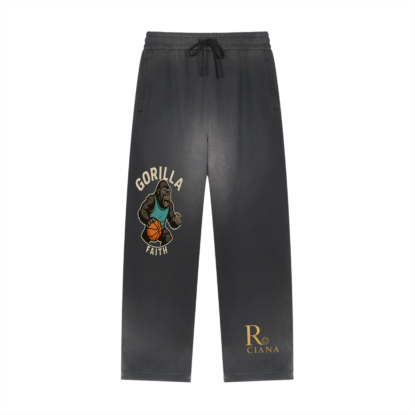 Sun Fade Raw Edge Straight-Leg Sweatpants gorilla Faith