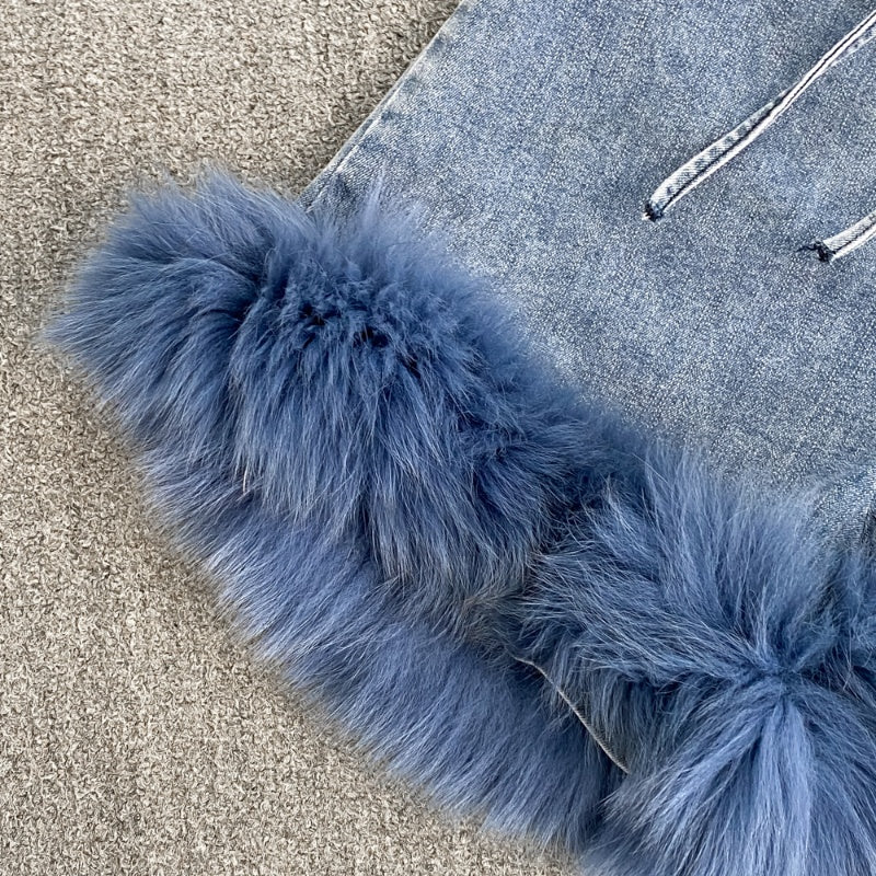 Vintage Temperament Washed Ground Old Denim Skirt