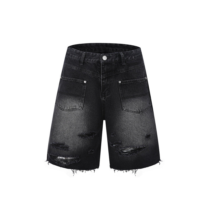 Vintage Frayed Make Old Ripped Denim Zipper Clothes