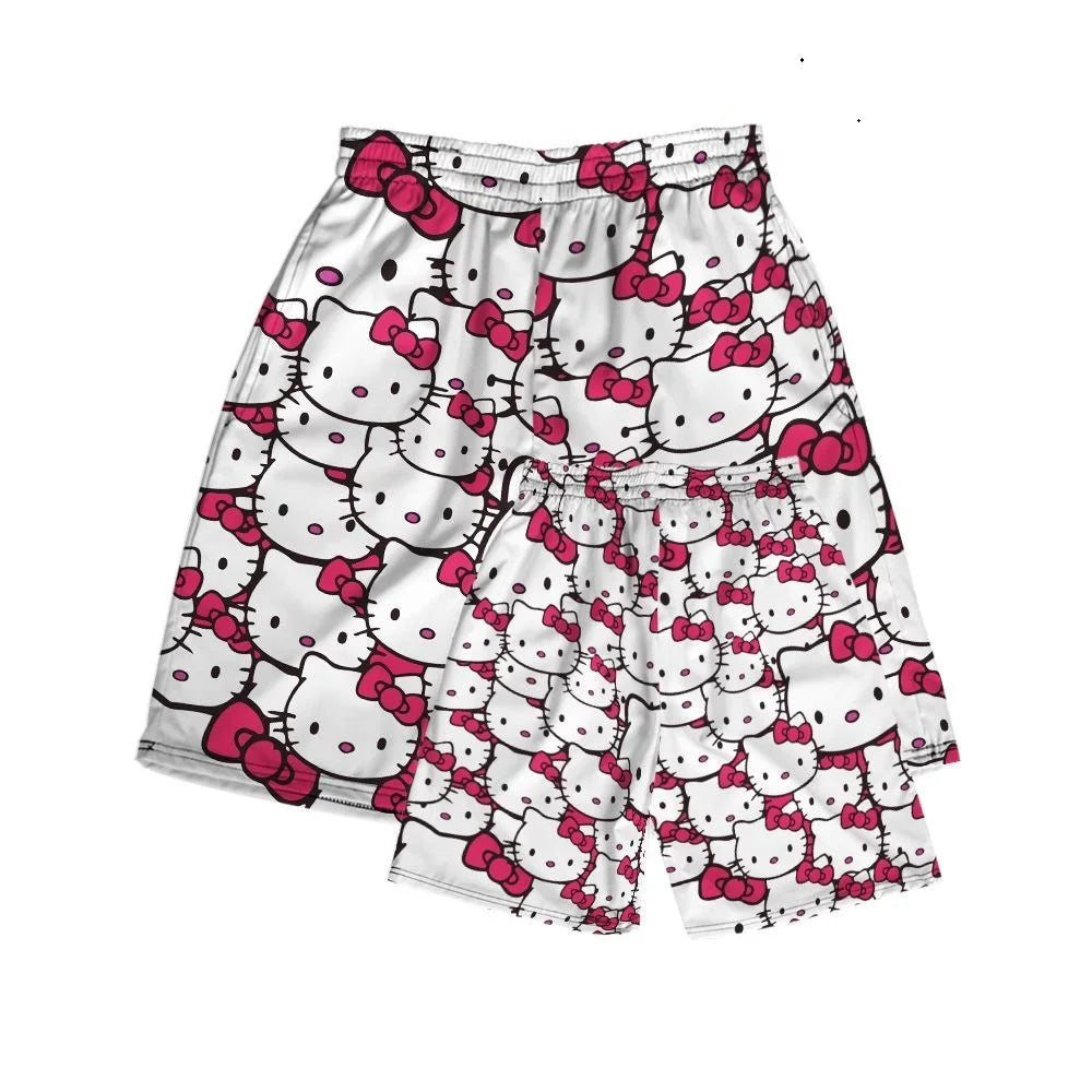 Sanrio Hello Kittys Kawaii Cute Cropped Pants Sports Loose Comfortable  Breathable Cartoon