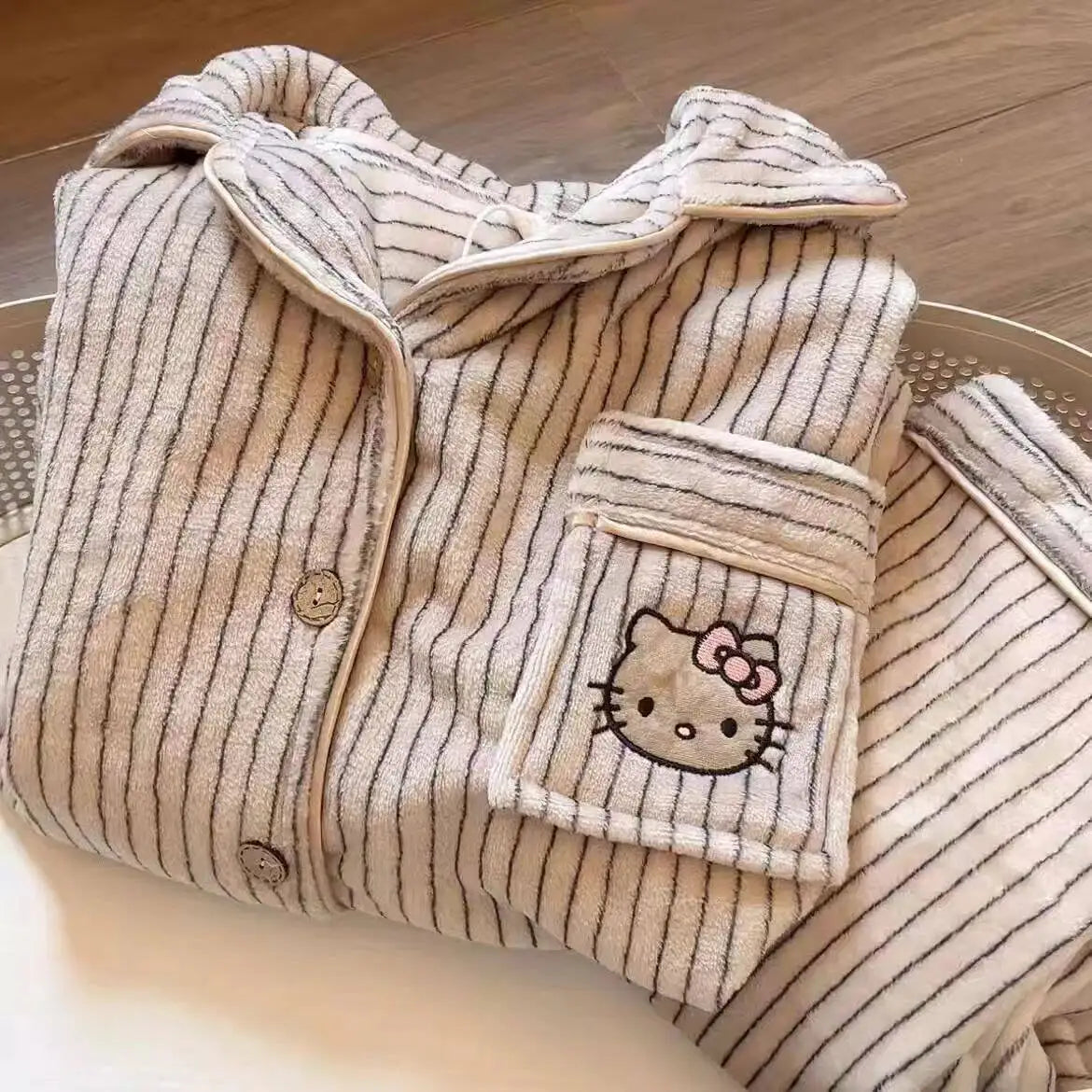 Kawaii Stitch 2Pcs Woman's Pajamas Set Thicken Warm Fashion Casual Loose Grey Cute Anime Homewear Gift