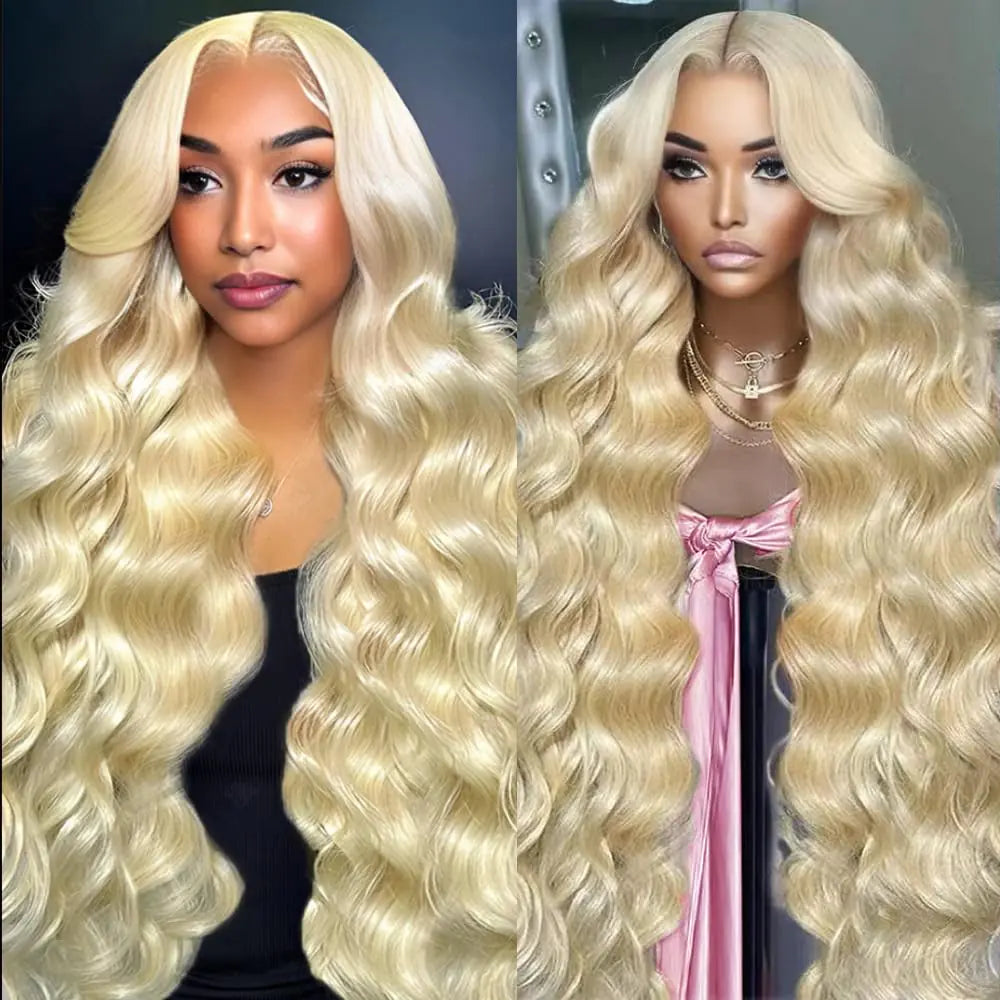 JINNOO 613 13x6 Lace Front Wig Human Hair 26 Inch Blonde Wig Human Hair 200 Density 613 HD Lace Frontal Wig Body Wave Blonde Lace Front Wigs Human Hair Pre Plucked Glueless Human Hair Wigs