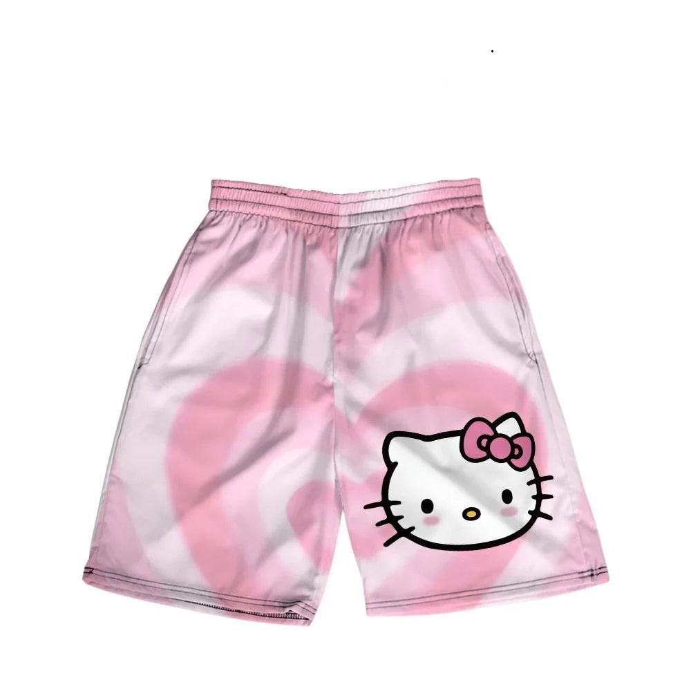 Sanrio Hello Kittys Kawaii Cute Cropped Pants Sports Loose Comfortable  Breathable Cartoon