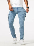 Men's Tooling Casual Pants Denim Tooling Pants Men's Multi-Bag Labor Pants