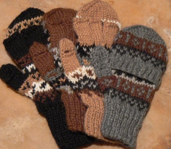 Deluxe Hand Knit Hooded Kids Alpaca Gloves ("Glittens")