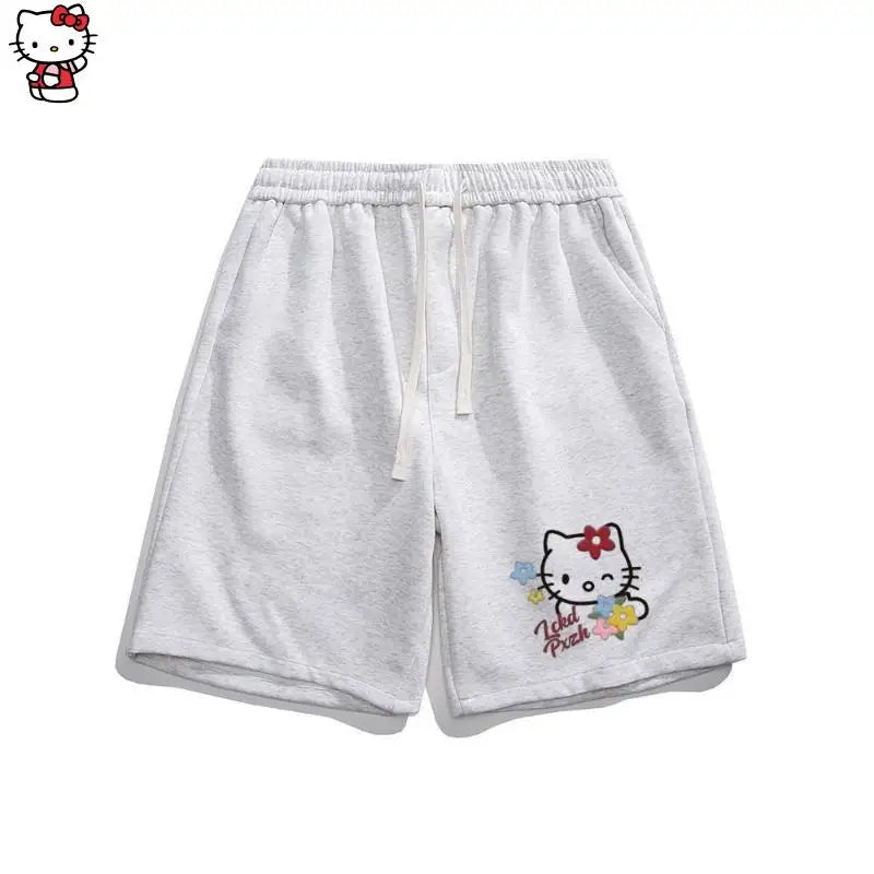 Sanrio Cute Shorts Hello Kittys Kawaii Beach Pants Sports Loose Casual Comfortable Breathable Cartoon High End Gifts