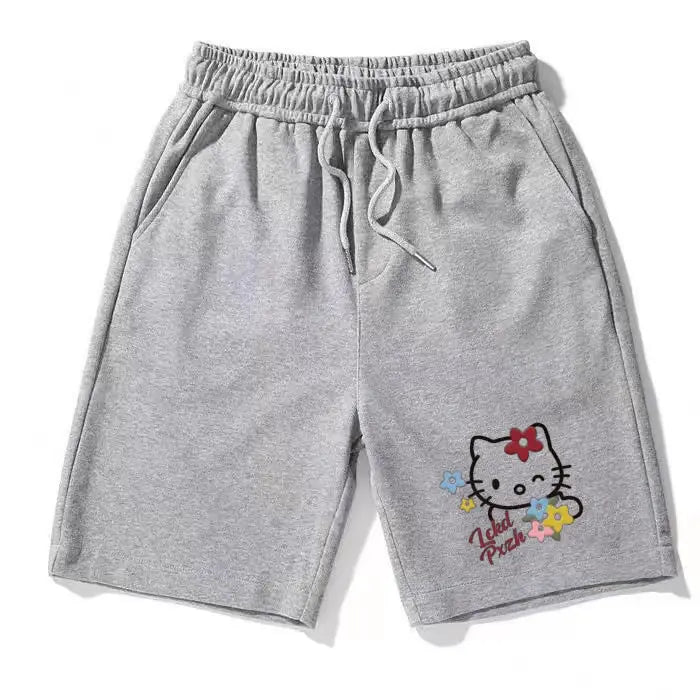 Sanrio Cute Shorts Hello Kittys Kawaii Beach Pants Sports Loose Casual Comfortable Breathable Cartoon High End Gifts