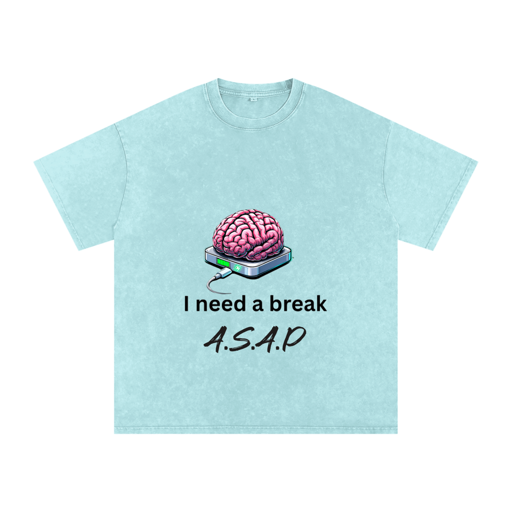 Snow Washed Oversized Cotton T-Shirt Need a break