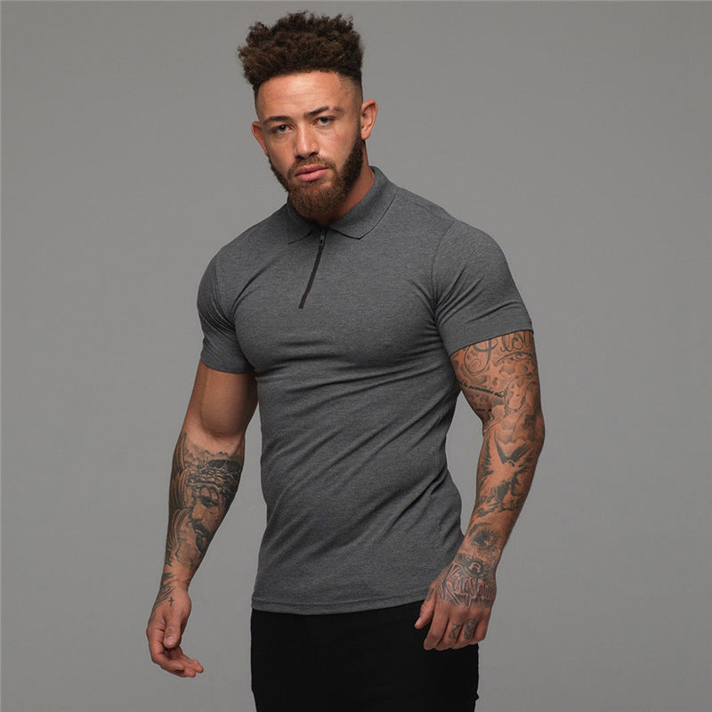 Lapels Short Sleeve Fitness T-shirt Sports Polo Shirts
