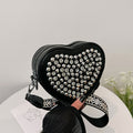 Heart Bag Wide Shoulder Strap Western Style All-matching Rivet Crossbody Phone Bag