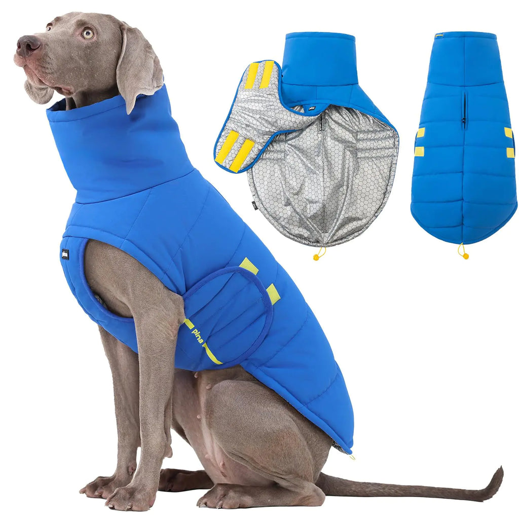 PINA Dog Winter Coat Dog Winter Jacket with Cutting-Edge Graphene Lining Warm Dog Coat with Velcro Color-Blocking Print Dog Winter Vest for Large Dog