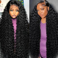 Tholap 24 Inch 13x6 Deep Wave Lace Front Wigs Human Hair 200 Density 13x6 HD Lace Front Wigs Human Hair Pre Plucked Deep Curly Glueless Wig 100% Virgin Human Hair Lace Front Wigs for Women