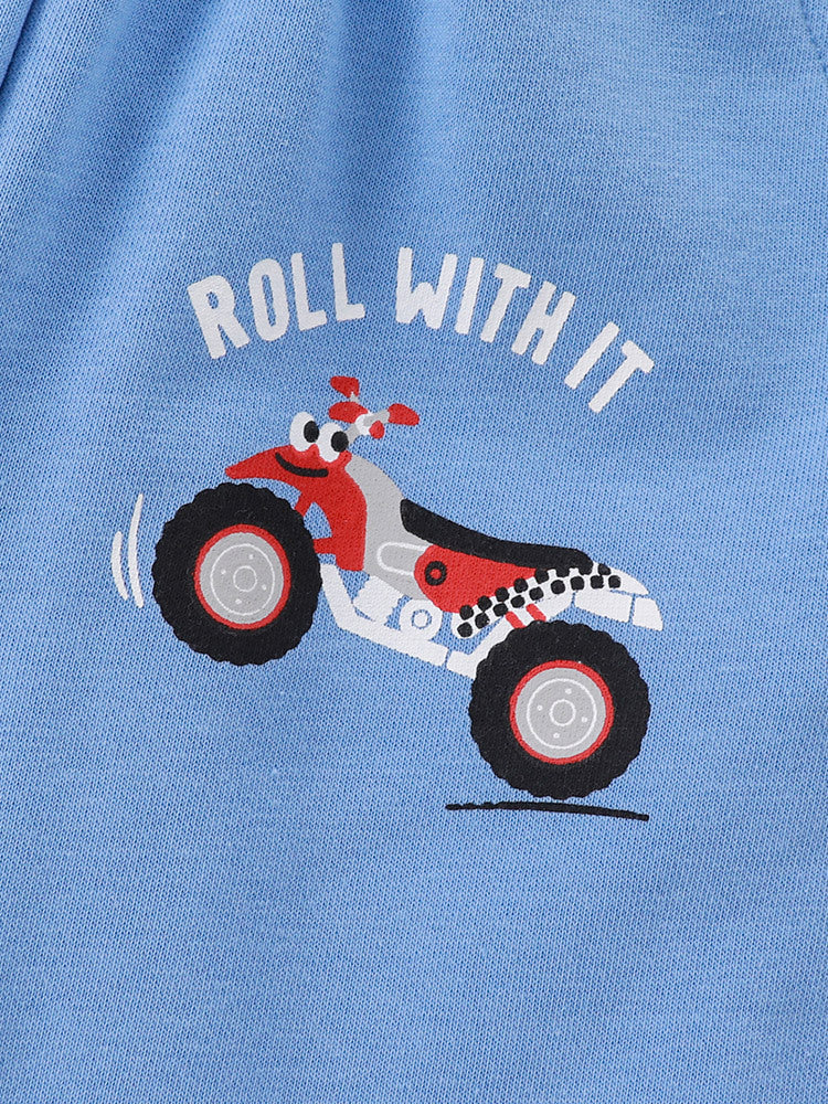 Baby Kids Boys Motorcycle Print T-Shirt And Shorts Casual Clothing Set