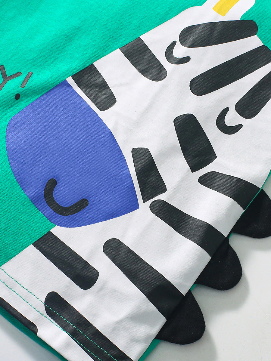 Baby Kids Boys Zebra Design T-Shirt And Shorts 2-Piece Casual Clothing